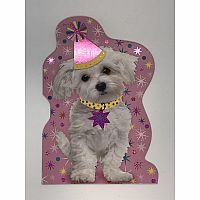Dog Pink Foil Birthday Card  